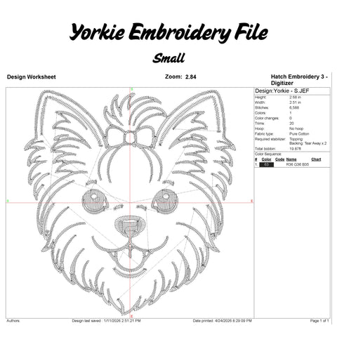 Yorkie Embroidery File Embroidery/Applique DESIGNS Stitched Haus 