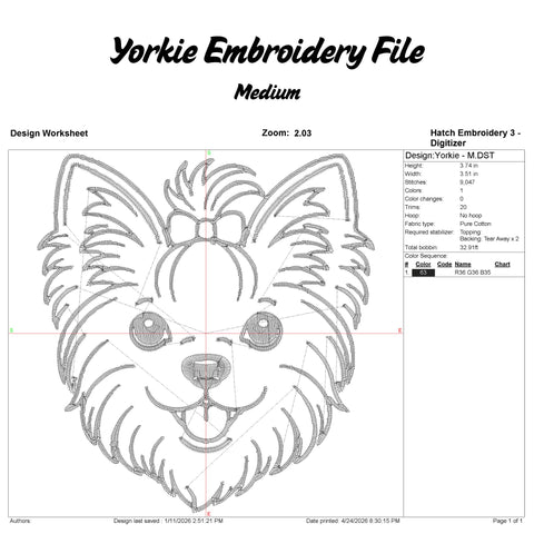 Yorkie Embroidery File Embroidery/Applique DESIGNS Stitched Haus 