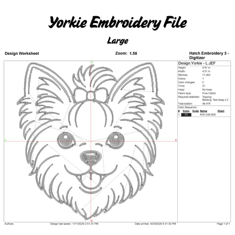 Yorkie Embroidery File Embroidery/Applique DESIGNS Stitched Haus 