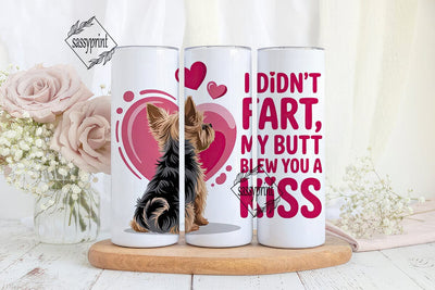 Yorkie Fart Joke 20oz Tumbler Wrap Sublimation sassyprint 