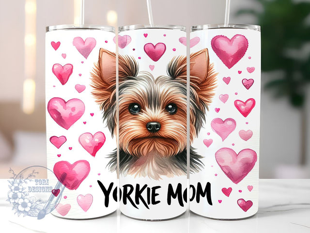Yorkie Mom 20oz Skinny Tumbler, Yorkshire Terrier Tumbler Png, Straight & Tapered Tumbler Wrap, Instant Digital Download Sublimation ToriDesigns 
