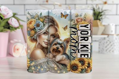 Yorkie Mom Seamless Tumbler Sublimation Wrap PNG Sublimation BijouBay 