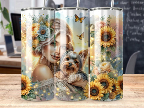 Yorkie Mom Seamless Tumbler Sublimation Wrap PNG Sublimation BijouBay 