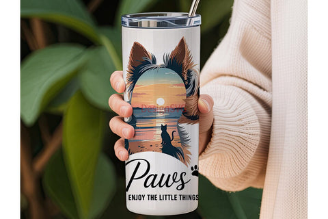 Yorkie Paws Tumbler Wrap Sublimation DesignSVG 