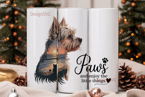 Yorkie Paws Tumbler Wrap Sublimation DesignSVG 