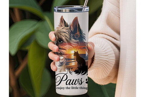 Yorkie Paws Tumbler Wrap Sublimation DesignSVG 