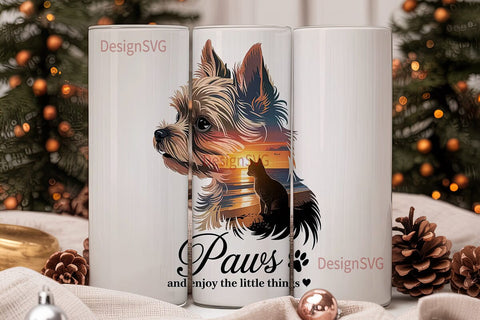 Yorkie Paws Tumbler Wrap Sublimation DesignSVG 