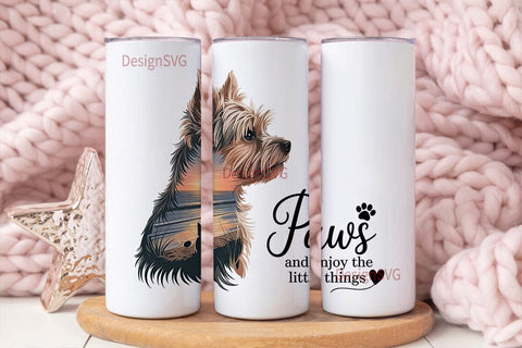 Yorkie Paws Tumbler Wrap Sublimation DesignSVG 