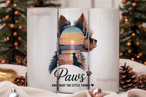 Yorkie Paws Tumbler Wrap Sublimation DesignSVG 