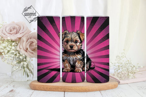 Yorkie Puppy 20oz Tumbler Wrap Sublimation sassyprint 