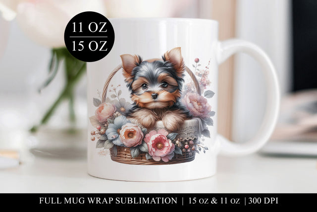 Yorkie Sublimation Mug Wrap for 11 & 15oz Mugs Sublimation BijouBay 
