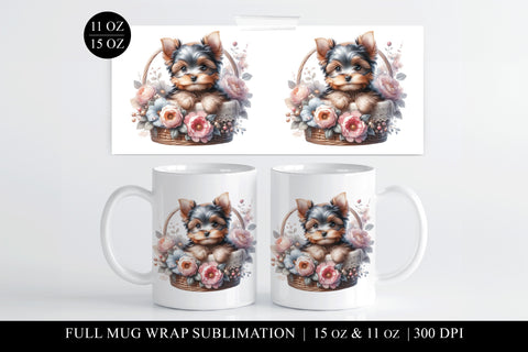 Yorkie Sublimation Mug Wrap for 11 & 15oz Mugs Sublimation BijouBay 
