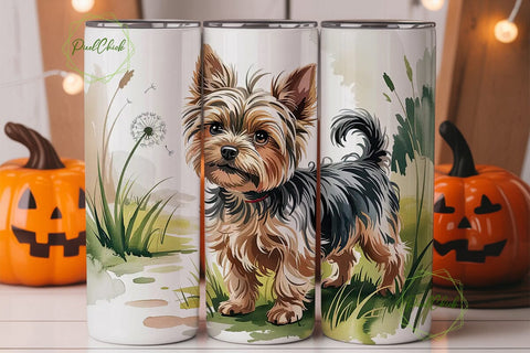 Yorkie Watercolor 20oz Tumbler Wrap Sublimation PixelChick 