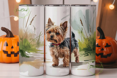 Yorkie Watercolor 20oz Tumbler Wrap Sublimation PixelChick 