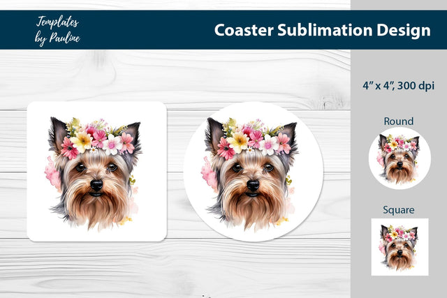 Yorkshire Terrier Coaster Design for Sublimation Sublimation Templates by Pauline 