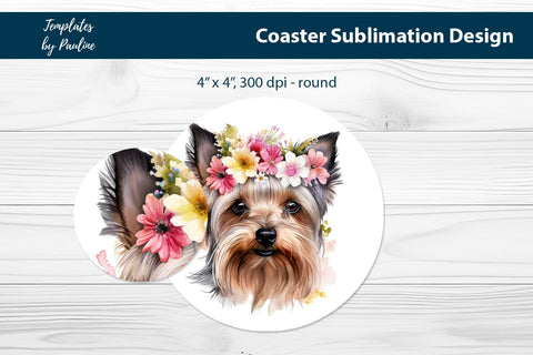 Yorkshire Terrier Coaster Design for Sublimation Sublimation Templates by Pauline 