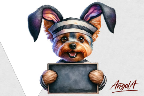 Yorkshire terrier / Easter dog clipart / bad bunny PNG Sublimation Angelina Semenova 