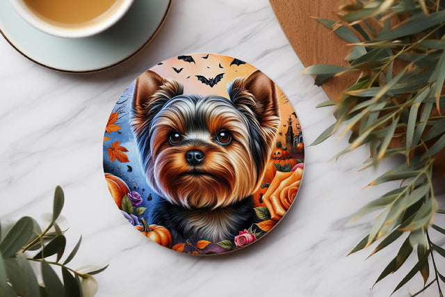 Yorkshire Terrier Halloween Coaster PNG Sublimation BijouBay 