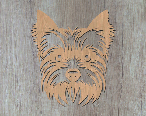 Yorkshire Terrier Laser SVG Cut File, Yorkie Glowforge File, Yorkshire Terrier DXF, Yorkie Wall Art SVG SVG HappyDesignStudio 