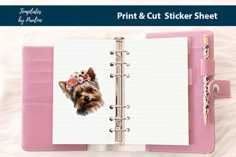 Yorkshire Terrier Sticker Sheet, Print Cut Sticker SVG Templates by Pauline 