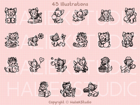 Yorkshire Terrier SVG Design Set SVG HalieKStudio 