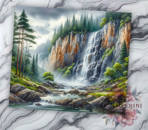 Yosemite Mountain Tumbler Wrap, Yosemite, Mountain Waterfall, Tumbler Wrap, Sublimation Design, Nature Decor, Outdoor Adventure, Landscape Art Sublimation Li Zamperini 