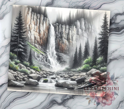 Yosemite Mountain Tumbler Wrap, Yosemite, Mountain Waterfall, Tumbler Wrap, Sublimation Design, Nature Decor, Outdoor Adventure, Landscape Art Sublimation Li Zamperini 