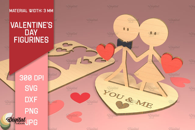 You And Me SVG. 3D Valentine's Day Figurines. Gift Laser Cut SVG Evgenyia Guschina 