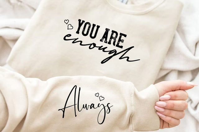 You are enough, Jesus Motivational Inspirational Sleeve Shirt SVG Design, SVG FiveStarCrafting 