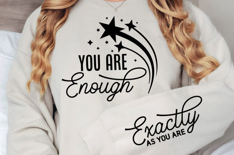 You Are Enough Sleeve SVG, Boho Inspirational SVG, Love Yourself SVG, Positive Quotes SVG Design SVG Regulrcrative 
