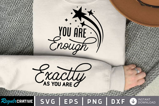 You Are Enough Sleeve SVG, Boho Inspirational SVG, Love Yourself SVG, Positive Quotes SVG Design SVG Regulrcrative 
