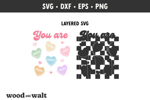 You Are Enough SVG | Retro Valentine PNG | Sweethearts Cut File SVG Wood And Walt 