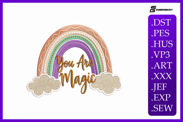 You Are Magic Boho Rainbow Inspirational Kids Fantasy Embroidery Design Embroidery/Applique DESIGNS sg embroidery 