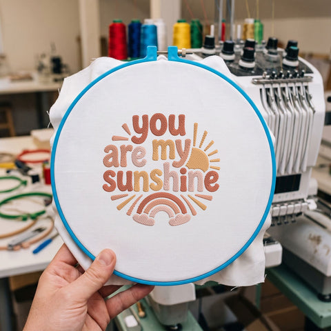 You Are My Sunshine Embroidery Design – Retro Rainbow Sun Inspirational Quote Machine Embroidery File Embroidery/Applique DESIGNS PatternFeed8 