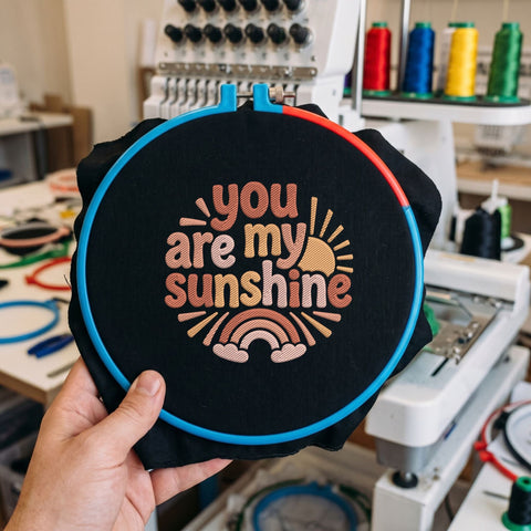 You Are My Sunshine Embroidery Design – Retro Rainbow Sun Inspirational Quote Machine Embroidery File Embroidery/Applique DESIGNS PatternFeed8 