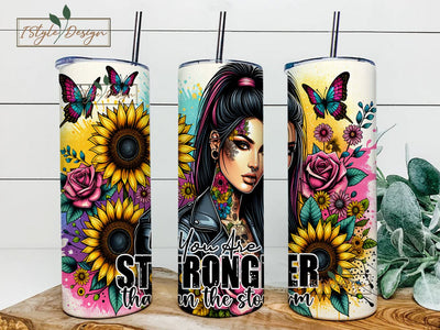 You Are Stronger Than The Storm 20oz Skinny Tumbler Sublimation Design, Tumbler Wrap For Women, Inspirational Tumbler, PNG Digital Download Sublimation iStyleDesign 