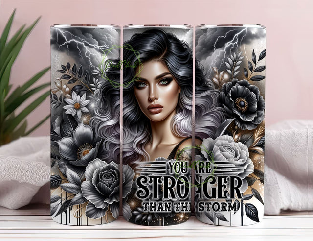 You Are Stronger Than The Storm 20oz Tumbler Wrap, Florals Positive Affirmations Tumbler Wrap, Positive Quote Wrap Sublimation PixelChick 