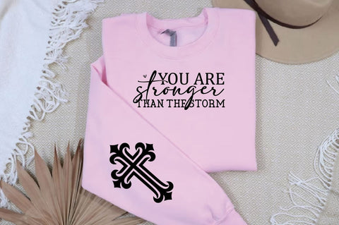 You Are stronger than the storm Sleeve SVG Design, Christian Sleeve SVG, Faith SVG Design, Jesus Sleeve SVG SVG Regulrcrative 