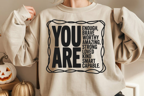 You Are Svg, Positive Svg, Motivational Svg, Inspirational svg, Self Love Svg, Mental Health Svg, She is Brave Svg, You Matter Svg SVG DesignDestine 