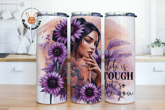 You are tough 20oz Skinny Tumbler Wrap, Mental Health Awareness Tumbler Design, Inspiration Tumbler PNG, Motivation Tumbler Wrap Sublimation Rabbitmakies 