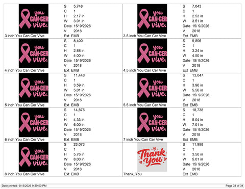 You Can-Cer Vive Embroidery Design – Breast Cancer Awareness Pink Ribbon Survivor Machine Embroidery File Embroidery/Applique DESIGNS PatternFeed8 