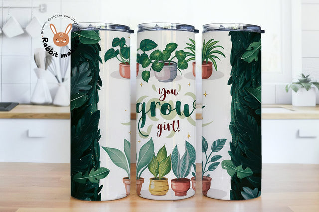 You Grow Girl Plant 20 oz Skinny Tumbler PNG, Crazy Plant Lady Sublimation PNG, House Plants Tumbler Sublimation PNG Design Sublimation Rabbitmakies 