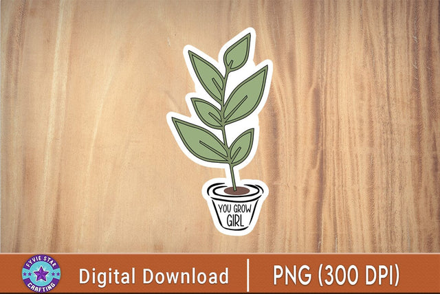 You Grow Girl Potted Plant Sticker SVG FiveStarCrafting 