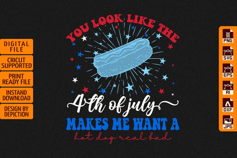 You Look Like The 4th Of July Makes Me Want A Hot Dog Real Bad T-Shirt, 4th Of July Shirt Print Template Sketch DESIGN Depiction Studio 