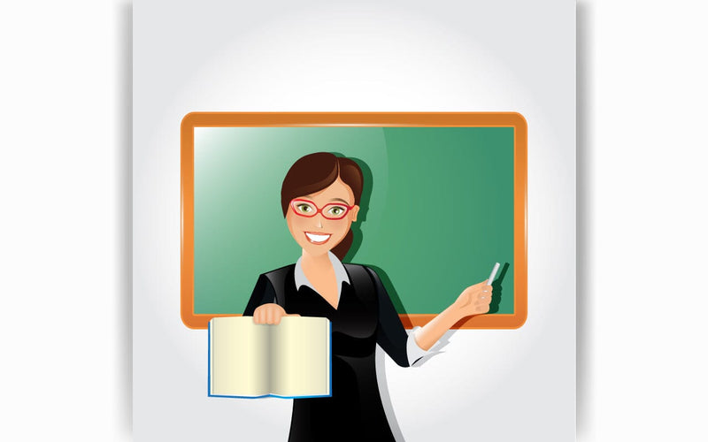 Young female teacher is writing chalk on a school blackboard SVG naemmiah021 