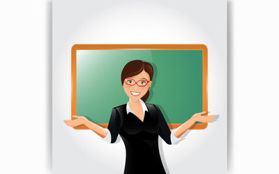 Young teacher standing in front of school blackboard teaching SVG naemmiah021 