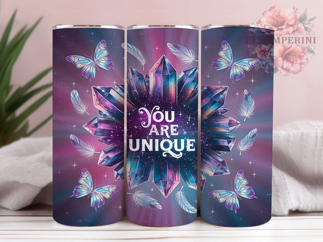 Your are Unique Neon 20oz Tumbler Wrap PNG, Celestial Crystal Rainbow Tumbler Png, Straight & Tapered Tumbler Wrap, Instant Digital Download Sublimation Li Zamperini 