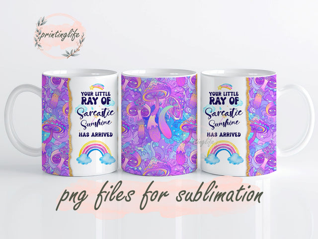 Your Little Ray Of Sarcastic Sunshine Mug Wrap Design, Instant Digital Design Download Mug Wrap Design, Mug Design PNG Sublimation PrintingLife 