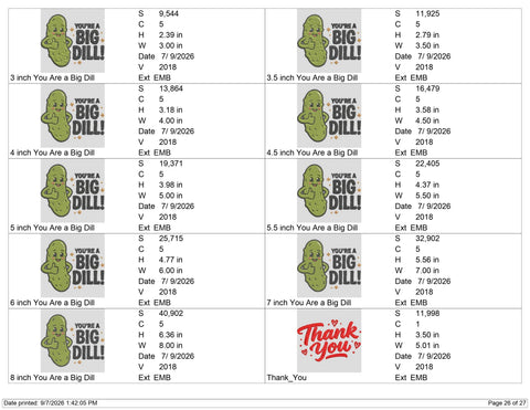 You’re a Big Dill Embroidery Design – Funny Pickle Machine Embroidery File, Cute Food Pun Design Embroidery/Applique DESIGNS PatternFeed8 
