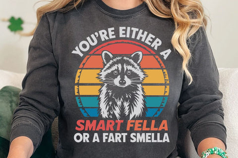 You're Either Smart Fella Or Fart Smella Meme Funny Raccoon T-Shirt SVG DesignDestine 